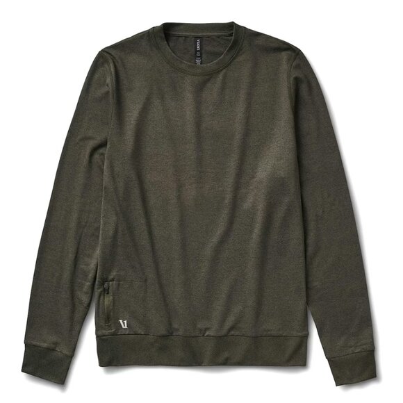 Vuori Men's XL Ponto Performance Crew Top Oregano Heather Dark Olive Green $110 - Picture 4 of 16